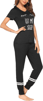 Womens Pajamas Set Short Sleeve Sleepwear Tops with Long Pants Pjs Set Print Nightwear - Image 3