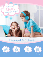 Kids Headphones for Girls Boys, Wired Headphones for Kids with Microphone, HD Sound Sharing Function, 85 Db Volume Limited Hearing Protection, Kids Headphones for School Travel, 2 Pcs - Image 6