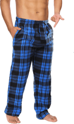 Mens Fleece Pajama Pants - Plaid Mens Pajama Bottoms - Mens Lounge Pants with Pockets (S - 3X)