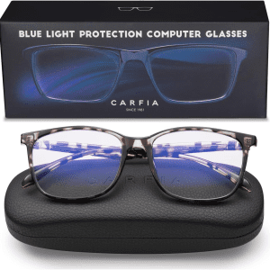 Stylish Blue Light Blocking Glasses - Lightweight Eyeglasses Filter Blue Ray Computer Game Glasses W/Case