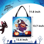 Halloween Tote Bag Halloween Canvas Bags for Trick or Treat 13.8”× 12.6” Halloween Tote Bags for Kids Halloween Witch Gift Bags Halloween Reusable Grocery Bags Halloween Party Supplies - Image 2