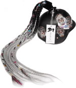 Helmet Pigtails Gradient Ramp Helmet Braids Ponytail Helmet Hair with Suction Cup for Motor Bike 1PCS 24Inch (Helmet Not Included)