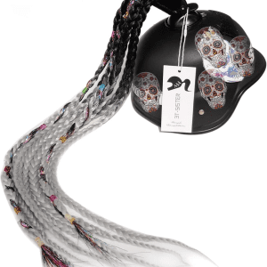 Helmet Pigtails Gradient Ramp Helmet Braids Ponytail Helmet Hair with Suction Cup for Motor Bike 1PCS 24Inch (Helmet Not Included)