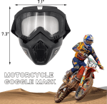 Motorcycle Goggles, Windproof Dirt Bike Helmet Riding Goggles with Removable Face Mask, Motorcycle Accessories (Transparent) - Image 2