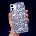 Compatible with Iphone 14 Case for Women Girls 3D Glitter Sparkle Bling Case Luxury Shiny Crystal Rhinestone Diamond Bumper Clear Gems Cute Glitter Case for Iphone 14，Purple - Image 11