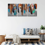 Colorful Feather Poster Prtins Decor Modern Gray Background Picture Wall Art 3 Pieces Canvas Painting Artwork Decoration Home Office Decor for Living Room Bedroom - 48" Wx24 H - Image 4