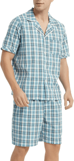 Mens Cotton Pajama Set Short Sleeve, Button down Pajama Set for Men Lightweight Men'S Sleepwear - Image 3
