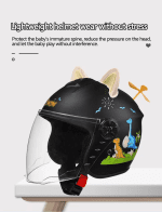 DOT Certified Children Electric Motorcycle Cat Ears Helmet, Kids Retro Scooter Bike ATV Open Face 3/4 Half Helmets with Sun Visor, Boys Girls Street Vespa Cruiser Moped Four Seasons Helmet - Image 2