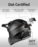 Dirt Bike Helmet DOT Approved - Motocross ATV MX BMX Offroad Full Face Helmet with 8 Ventilation Vents & Removable Liner, Adult Unisex Motorcycle Helmet for Trail Riding - YM-915 - Image 3