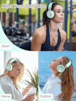 Wireless Headphones over Ear, Long Battery Life Deep Bass Bluetooth Headphones with Microphone Wireless and Wired Headset for Computer Iphone Teens Girls Women School Travel - Green - Image 7
