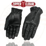 SH722 Women'S Black Unlined Leather Lightweight Motorcycle Hand Gloves W/Wrist Zipper Closure - Medium - Image 2