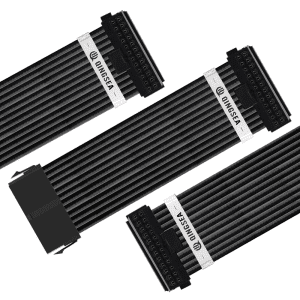 Motherboard ATX 24-Pin Sleeved PSU Power Supply Cable Extension with 90 Degree Easy Plug for PC Case DIY Computer Cord Custom Build Gaming Case Modding (Black)