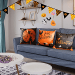 Halloween Decoration, Set of 4 Halloween Pillow Covers 18 X 18 Inch Spirder Web Jack-O-Lantern Cushion Covers for Halloween (Inserts Are Not Include) - Image 2