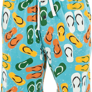Pajama Shorts for Men, Men'S Pajama Bottoms, Sleepwear, Summer, Boating, Beach (Flip Flops, Large)