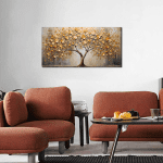 Tree Art Pictures for Wall in Living Room - Gold Canvas Wall Art for Bedroom - Abstract Art Wall Decor for Office Size 20" X 40" - Image 5