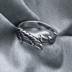 Silver Vintage Angel Wing Ring Stainless Steel Feather Band Rings Jewelry for Women&Men Size 7-11 - Image 5