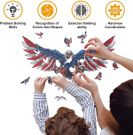 Wooden Jigsaw Puzzles, Bald Eagle Shape Wooden Puzzles for Adults,173 Pcs Unique Wooden Animals Shaped Puzzles,Magic Wooden Jigsaw Puzzles, Best Gift for Adults and Kids, 14.33" X 9.84" - Image 3