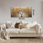Tree Art Pictures for Wall in Living Room - Gold Canvas Wall Art for Bedroom - Abstract Art Wall Decor for Office Size 20" X 40" - Image 7