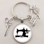 Vintage Sewing Machine Keychain Scissors Keychain Glass round Art Picture Keychain Handmade Jewelry Gift - Image 16