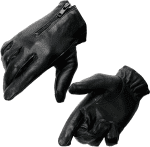 SH722 Women'S Black Unlined Leather Lightweight Motorcycle Hand Gloves W/Wrist Zipper Closure - Medium