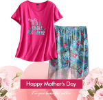 Womens Cotton Pajama Sets Short Sleeve Top with Capri Pants 2 Piece Sets for Women Summer Pajamas Lounge Set - Image 2