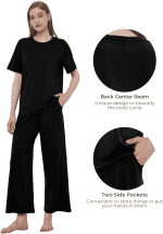 Women'S Pajama Set - Viscose Made from Bamboo, Short Sleeve Sleepwear with Pants Soft Pjs Lounge Set - Image 4