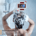 Upgraded Shower Phone Holder Waterproof Wall Mount Case for Bathroom, 360° Rotation Anti-Fog Touch Screen, Compatible with 4" - 7" Cell Phones (White) - Image 2