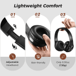 Foldable Lightweight Adjustable Wireless Bluetooth Headphones with Built-In Mic, Portable Headphone for Kids and Adults - Image 4