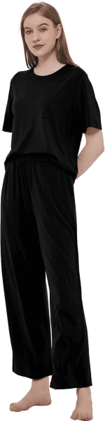 Women'S Pajama Set - Viscose Made from Bamboo, Short Sleeve Sleepwear with Pants Soft Pjs Lounge Set - Image 5