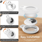 Upgrade Waterproof Airtag Holder 4 Pack with Apple Airtag Keychain, Hard PC Air Tag Case, Shockproof and Scratchproof Air Tag Holder, Airtags Accessories for Apple Tag - Black+White+Grey+Rose Red - Image 6