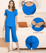 Pajamas for Women-Viscose Made from Bamboo,Soft Capri Pants Pajama Sets plus Size Pjs Cooling Short Sleeve Sleepwear - Image 4