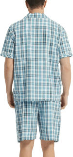 Mens Cotton Pajama Set Short Sleeve, Button down Pajama Set for Men Lightweight Men'S Sleepwear - Image 2