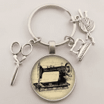 Vintage Sewing Machine Keychain Scissors Keychain Glass round Art Picture Keychain Handmade Jewelry Gift - Image 8