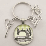 Vintage Sewing Machine Keychain Scissors Keychain Glass round Art Picture Keychain Handmade Jewelry Gift - Image 13