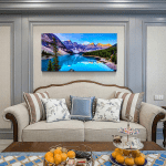 Wall Art Lake Mountain Landscape Picture Print Canvas Wall Art Modern Artwork for Home Decor Stretched and Ready to Hang,2.5Cm Thick,Waterproof Artwork - Image 3