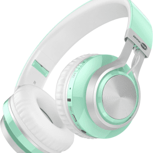Wireless Headphones over Ear, Long Battery Life Deep Bass Bluetooth Headphones with Microphone Wireless and Wired Headset for Computer Iphone Teens Girls Women School Travel - Green