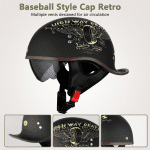 Hat Half Helmet - Retro Street Adult Men & Women Open Face Helmet - Moped & Street Bike DOT Approved - Image 5