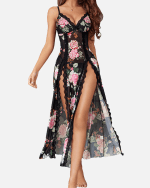 Sexy Mesh V Neck Side Split Nightdress - Image 16