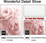 Modern Flower Art Prints Pink Peony Poster Light Pink Rose Wall Art Peony Roses Art Canvas Painting Girls Bedroom Decor Flowers Canvas Wall Art for Living Room Decor 16X24In×3 No Frame - Image 5