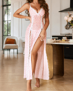 Sexy Mesh V Neck Side Split Nightdress - Image 10