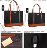 Woman Laptop Tote Bag,Usb Teacher Bag Large Work Bag Purse Fits 17.3 in Laptop,Lightweight Waterproof Computer Shoulder/Messenger Bag(Ablack) - Image 4