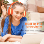 Kids Wireless On-Ear Headphones, Orange, 55H Playtime, Bluetooth 4.0+ - Image 5