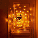 Halloween Decorations Orange Lights Spider Web 24In 60LED Spider Web Lights with Spider, 2 Modes Light up Cobweb Halloween Decorations for Indoor Ourdoor Garden Yard Home Patio - Image 4