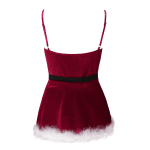 Christmas Santa Velvet Sexy Nightdress with Thong Babydoll Sleeveless Backless Underwear Women Rabbit Girl Exotic Mini Dress - Image 6