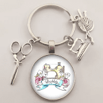 Vintage Sewing Machine Keychain Scissors Keychain Glass round Art Picture Keychain Handmade Jewelry Gift - Image 6