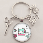 Vintage Sewing Machine Keychain Scissors Keychain Glass round Art Picture Keychain Handmade Jewelry Gift - Image 19