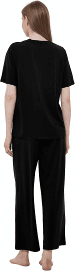 Women'S Pajama Set - Viscose Made from Bamboo, Short Sleeve Sleepwear with Pants Soft Pjs Lounge Set - Image 2