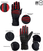 Cowhide Leather with Windbreaker Fabric Motorcycle, Biker, Riding, Cruising, Motorbike Hard Knuckle Gloves for Men and Women - Image 4