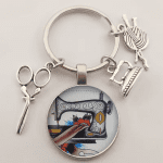 Vintage Sewing Machine Keychain Scissors Keychain Glass round Art Picture Keychain Handmade Jewelry Gift - Image 17