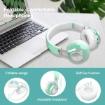 Wireless Headphones over Ear, Long Battery Life Deep Bass Bluetooth Headphones with Microphone Wireless and Wired Headset for Computer Iphone Teens Girls Women School Travel - Green - Image 4